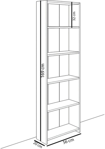Mdf 5 Raflı Kitaplık