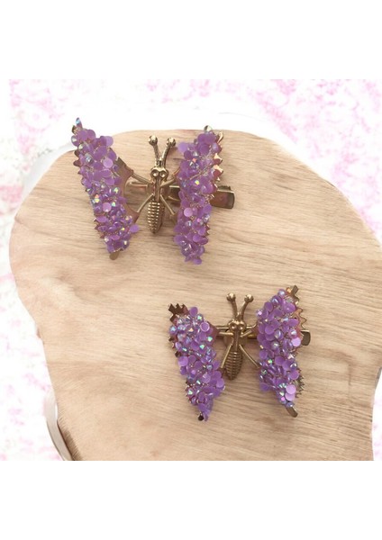 Kanatları Hareketli Taş Detaylı Kadın Pens Toka