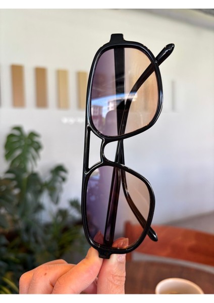 Retro Siyah Unisex Güneş Gözlüğü Çift Köprülü Kadın Erkek Gözlük modelleri