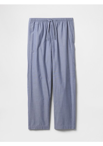 Erkek Açık Mavi Relaxed Poplin Pijama Altı