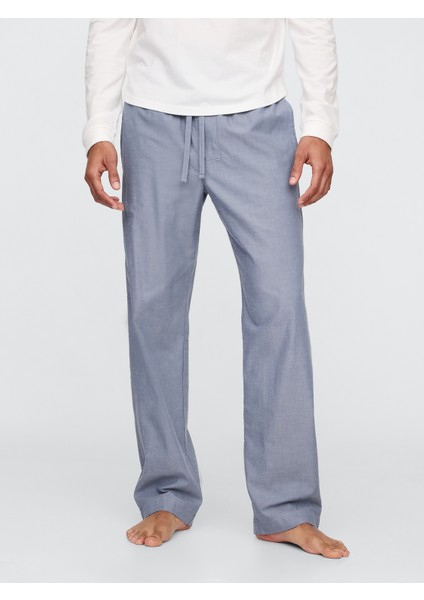 Erkek Açık Mavi Relaxed Poplin Pijama Altı