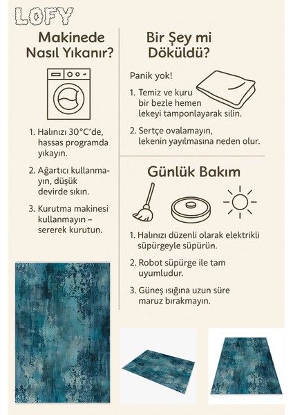 Soyut Modern Halı - Turkuaz ve Mavi Tonlarında