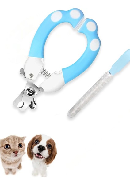 Evcil Hayvan Tırnak Makası Törpü Seti 1 Adet Mavi Kedi Köpek Törpüsü Tırnak Makası Bit Tarağı Fırça