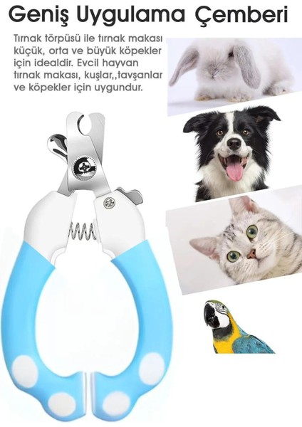 Evcil Hayvan Tırnak Makası Törpü Seti 1 Adet Mavi Kedi Köpek Törpüsü Tırnak Makası Bit Tarağı Fırça