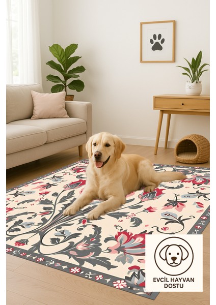 Osmanlı Lale Desenli Halı – Klasik Türk Motifi, Yıkanabilir, Kaymaz Tabanlı, Evcil Hayvan Dostu fırsatları