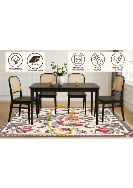 Osmanlı Lale Desenli Halı – Klasik Türk Motifi, Yıkanabilir, Kaymaz Tabanlı, Evcil Hayvan Dostu indirimleri