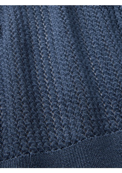 Erkek Mavi Polo Yaka Ribana T-Shirt modelleri