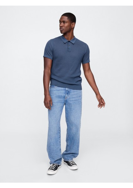 Erkek Mavi Polo Yaka Ribana T-Shirt fırsatları