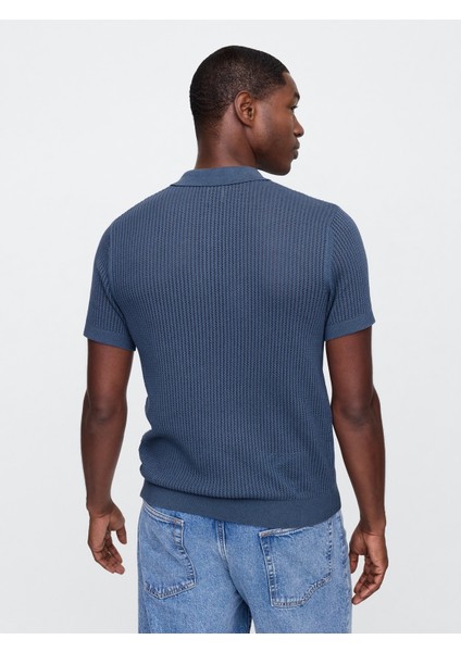 Erkek Mavi Polo Yaka Ribana T-Shirt indirimleri