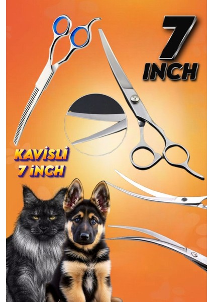 Titanium Grey Çantalı Kavisli Makas Seti 7 Inç Düz Kesim Makası ve Tüy Toplama Inceltme Makası fiyatları