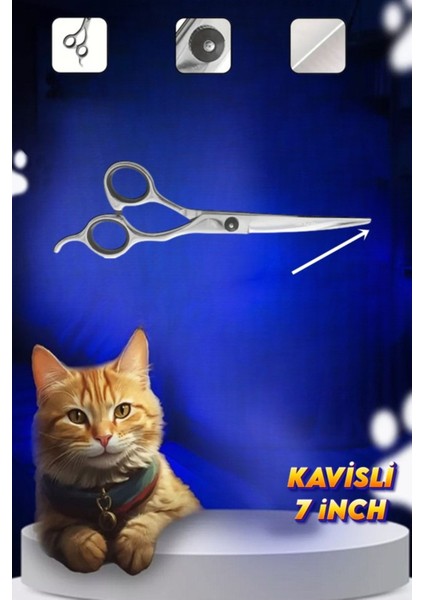 Titanium Grey Çantalı Kavisli Makas Seti 7 Inç Düz Kesim Makası ve Tüy Toplama Inceltme Makası fırsatları