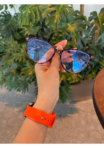 River Leopar Desenli Metal Aksesuarlı Cat Eye 58 Ekartman Mavi Işık Korumalı Ekran Okuma Gözlük modelleri