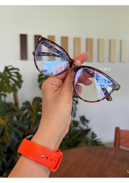 River Leopar Desenli Metal Aksesuarlı Cat Eye 58 Ekartman Mavi Işık Korumalı Ekran Okuma Gözlük indirimleri