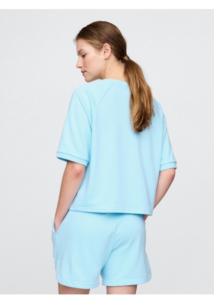Kadın Açık Mavi Relaxed Gap Logo Terry T-Shirt