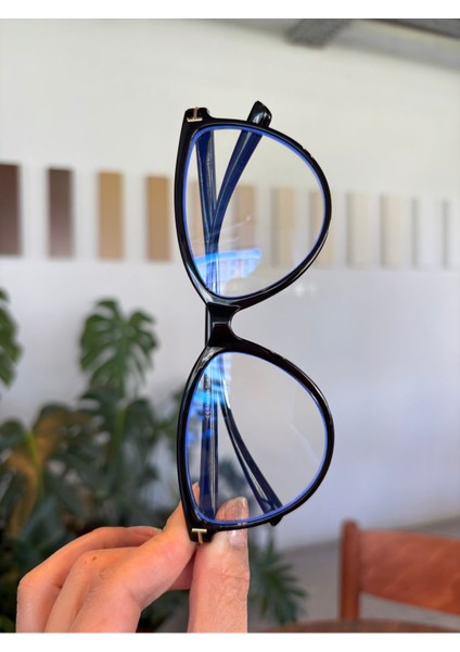 River Siyah Cat Eye Metal Aksesuarlı Mavi Işık Korumalı Blue Block Gözlük fırsatları