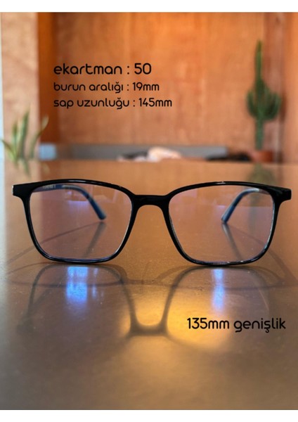 Siyah Dikdörtgen Asetat Çerçeve Metal Menteşeli Unisex Gözlük fiyatları