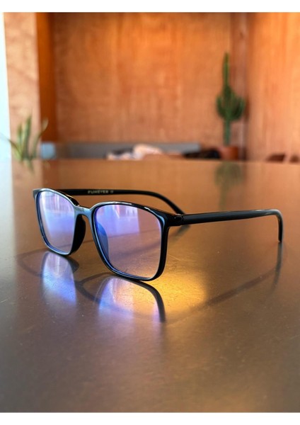 Siyah Dikdörtgen Asetat Çerçeve Metal Menteşeli Unisex Gözlük fırsatları