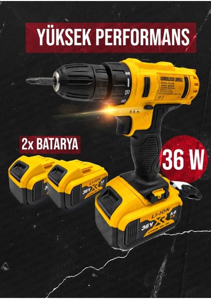 36 Matkap Watt Çift Batarya Maşalı Anahtar Fort Pense Tornavida Takımı 3 Lü Pense Set..