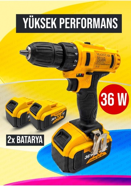 36 Matkap Watt Çift Batarya Maşalı Anahtar Fort Pense Tornavida Takımı 3 Lü Pense Set..