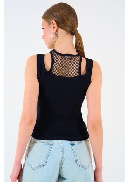 Içi Dantelli Kaşkorse Atlet - Siyah indirimleri