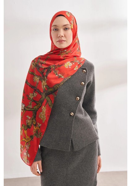 Ithal Vual Almond Blossom Desen Şal -4464
