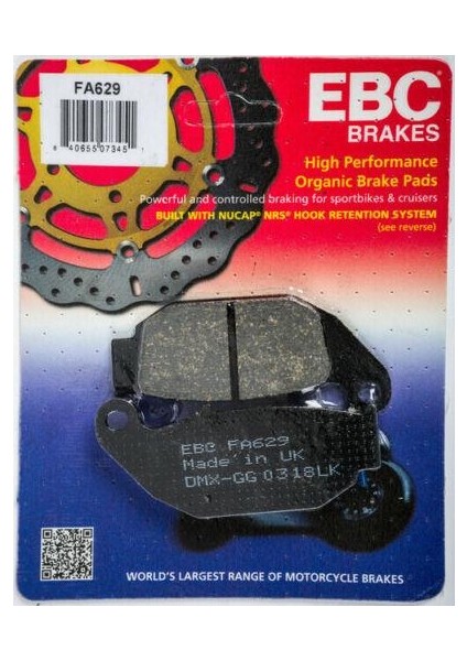 FA629 2017-2024 Suzuki Gsx-R 125 Uyumlu Arka Fren Balatası Organik Balata