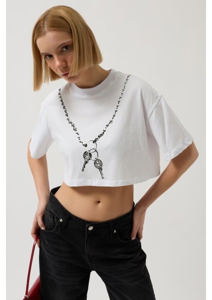 Baskılı Crop T-Shirt