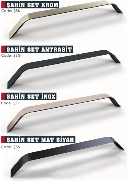Şahin Alüminyum Metal Lüks Modern Mobilya Çekmece Mutfak Dolabı Kulpu İnox indirimleri