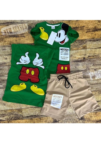Mickey Detaylı Çocuk Yazlık Şortlu Takım