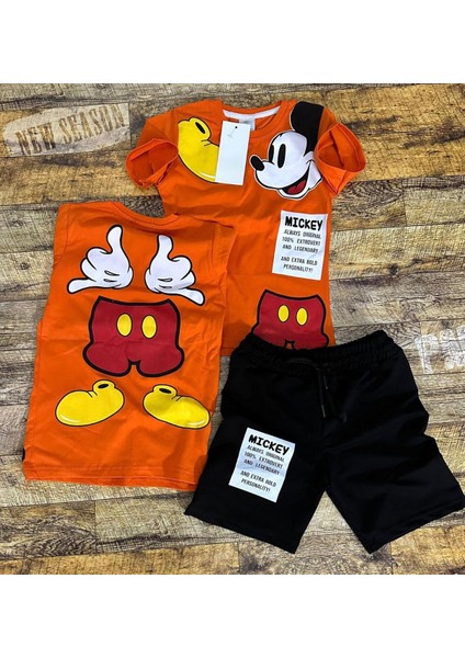 Mickey Detaylı Çocuk Yazlık Şortlu Takım