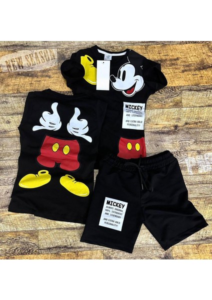 Mickey Detaylı Çocuk Yazlık Şortlu Takım