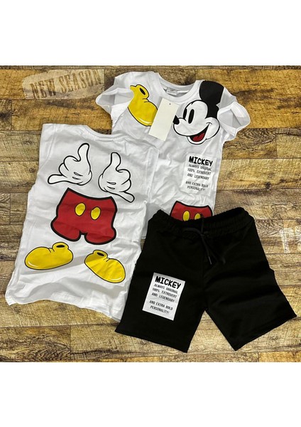 Mickey Detaylı Çocuk Yazlık Şortlu Takım