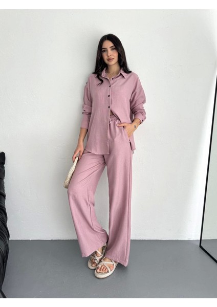 Gömlek Pantolon Ikili Takım - Toz Pembe