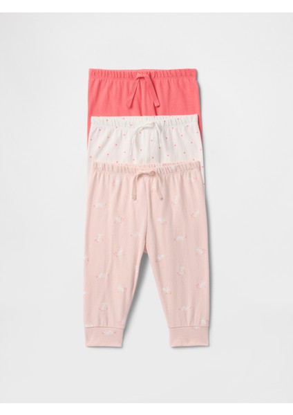 Bebek Pembe First Favorites Organik Pamuk 3'lü Pull-On Pantolon Seti