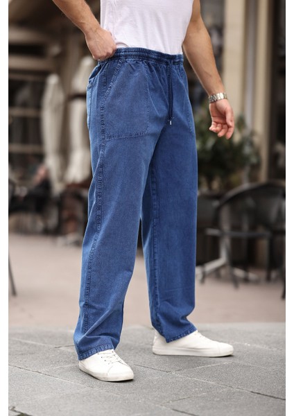 Relaxed Fit Yazlık Erkek Pantalon Kot Mavi