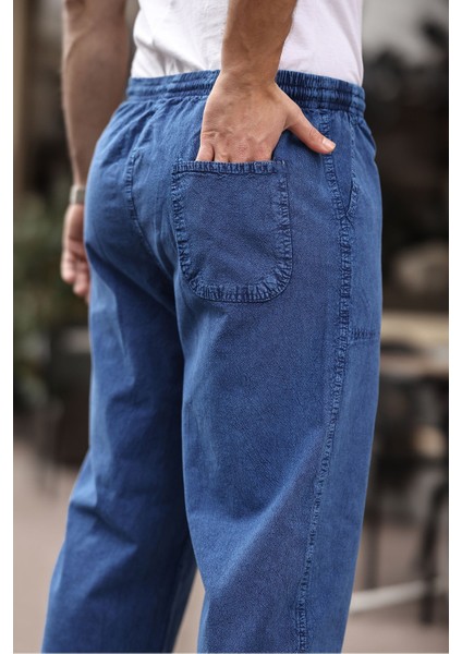 Relaxed Fit Yazlık Erkek Pantalon Kot Mavi