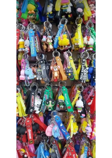 Silikon Anahtarlık 10 Adet Mix Karışık Anahtarlık, Figürlü Anahtarlık Karakterli Anahtarlık