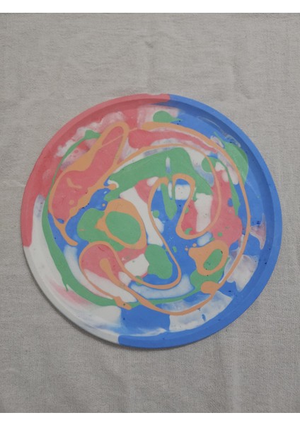 Taş Tozu El Yapımı Nişanlık Sunumluk ve Mumluk Tepsi – Şık Dekoratif Tasarım (30X23 Cm)