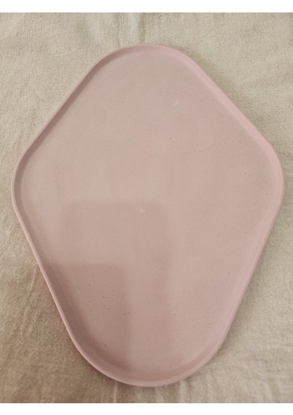 Taş Tozu El Yapımı Nişanlık Sunumluk ve Mumluk Oval Dörtgen Tepsi – Şık Dekoratif Tasarım (30X23 Cm)