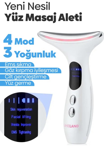 Pro 4 Progra mlı LED Ekranlı Yüz ve Boyun Zamana Karşı Bakım ve Giderici Ems Güzellik Cihazı