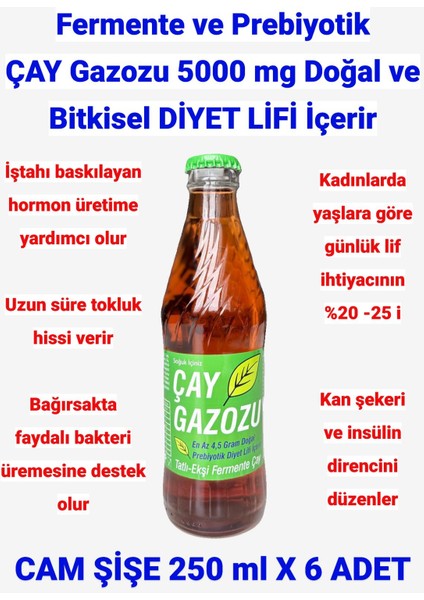 Çay Gazozu - Cam Şişe 250 ml x 6 Adet