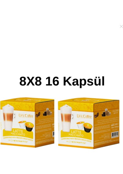 Dolce Gusto Uyumlu Latte Macchiato Kapsül Kahve 8x8 16 Kapsül