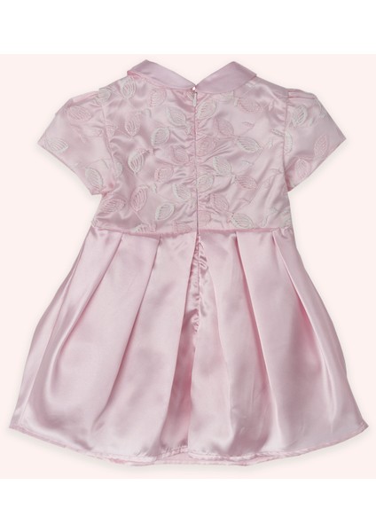 Kız Çocuk Gizli Fermuarlı Üst Robası Dantel Detaylı Saten Pembe Elbise modelleri