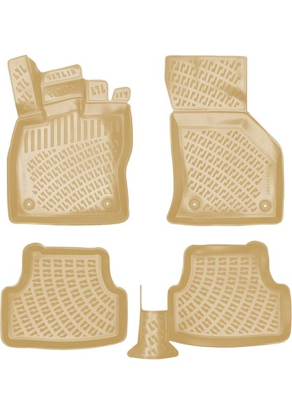 Seat Leon 2012-2020 Havuzlu 3D Paspas | Bej Hatchback