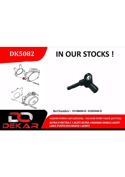 Vakum Pompa Valf Küçük Astra H-Vectra C 1.9cdti-Astra J-Insignia-Doblo 2.0cdti-Linea-Punto Evo Bravo 1.6dmtj Gnzrz