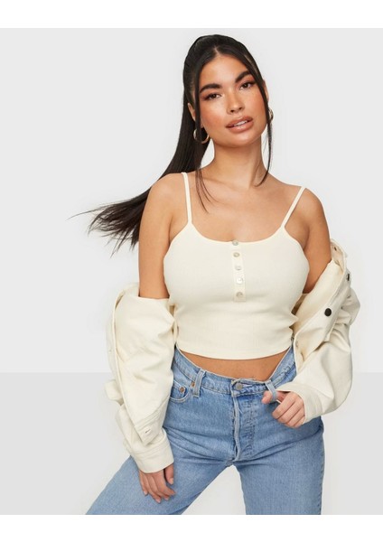 15269908 Askili 5 Dugme Bayan Body - Krem
