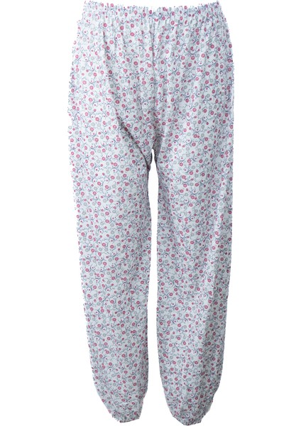 Kadın Yazlık içlik Anne Pijama Altı Lastikli Paça %100 Pamuk Çiçekli Desenli Klasik Rahat