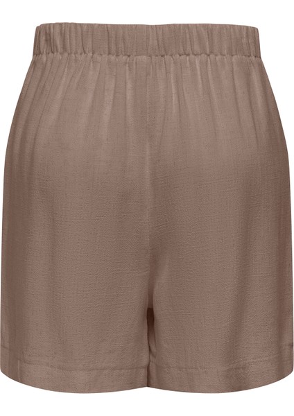 Onlsiesta Keten Karışımlı Regular Fit Lastikli Bel Bermuda Short Bayan Short 15348123