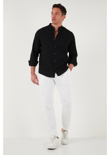 Keten Görünümlü Pamuklu Regular Fit Hakim Yaka Gömlek Erkek Gömlek CF25S112637 modelleri