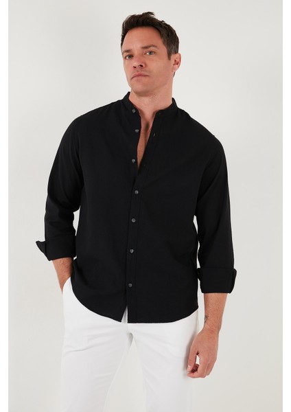 Keten Görünümlü Pamuklu Regular Fit Hakim Yaka Gömlek Erkek Gömlek CF25S112637 indirimleri